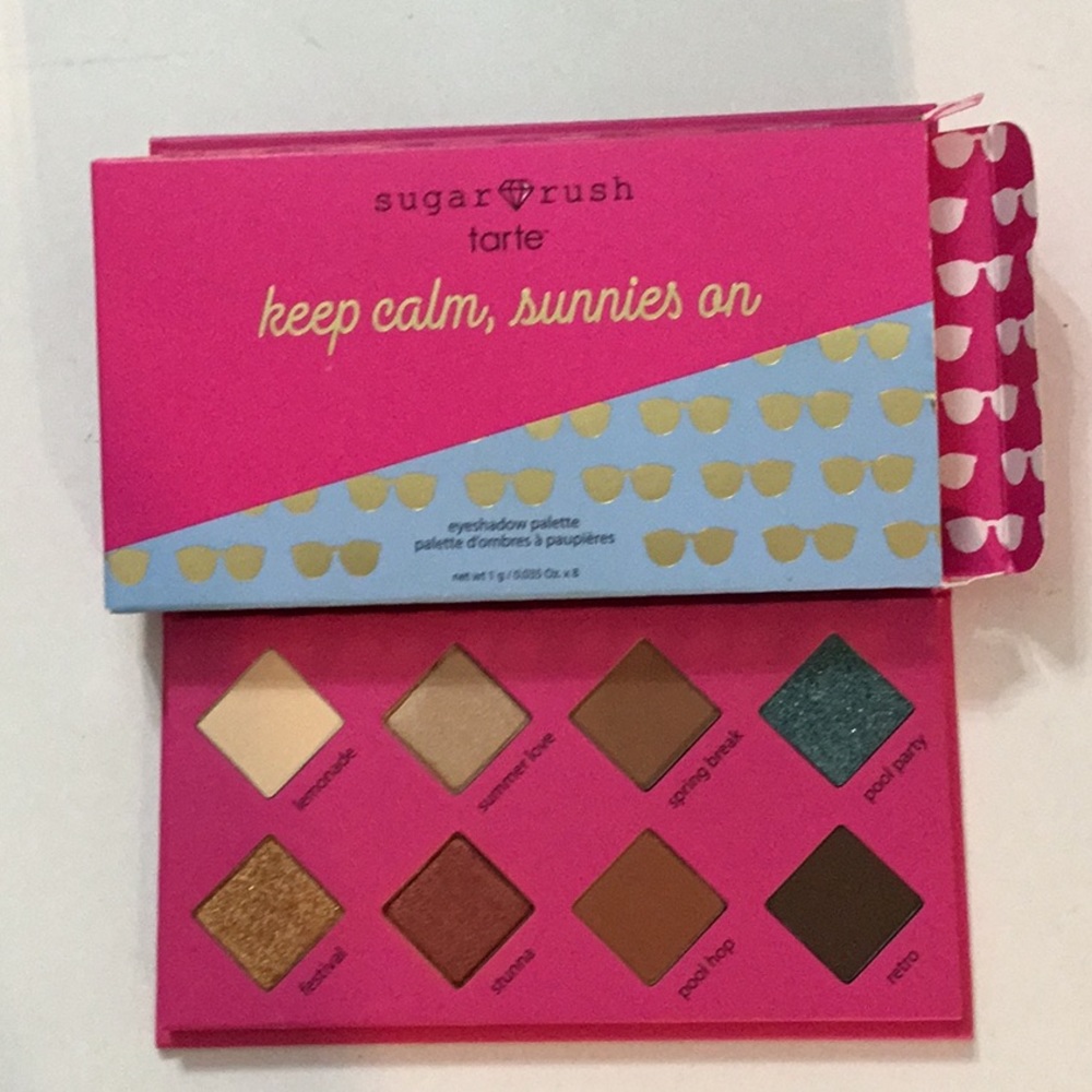 Tarte sugar rush keep calm, sunnies on eyeshadow palette 8 colors included